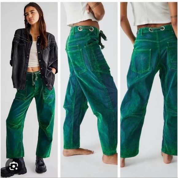 We the Free Moxie Flocked Low Slung Barrel Jeans - Picture 4 of 4